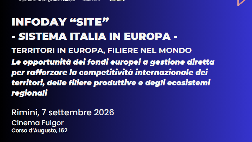 Rimini ospita a settembre l'Infoday SITE "Sistema Italia in Europa"